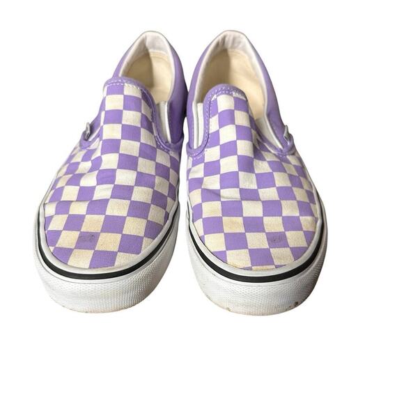 Vans Blue Checker Slip on Skate Walking Sneaker Shoes size 7 womens - Picture 3 of 7